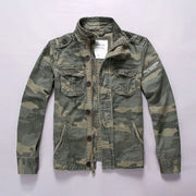 Men’s Stand Collar Camo Denim Jacket – Casual Cotton Coat | Camo Colors