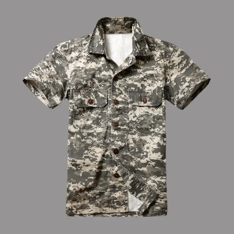 Men's Camouflage Cotton Shirt – Slim Fit Summer Tee | Camo Colors