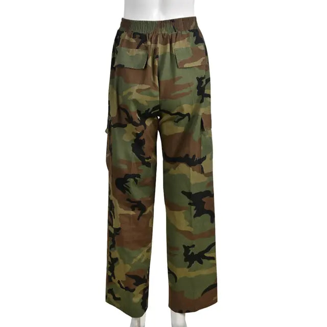 Camo Cargo Pencil Straight Pants Camo Colors