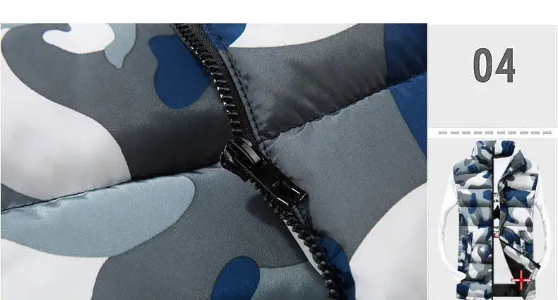 Thick Camouflage Vest for Men | Stand Collar Sleeveless Camo Colors