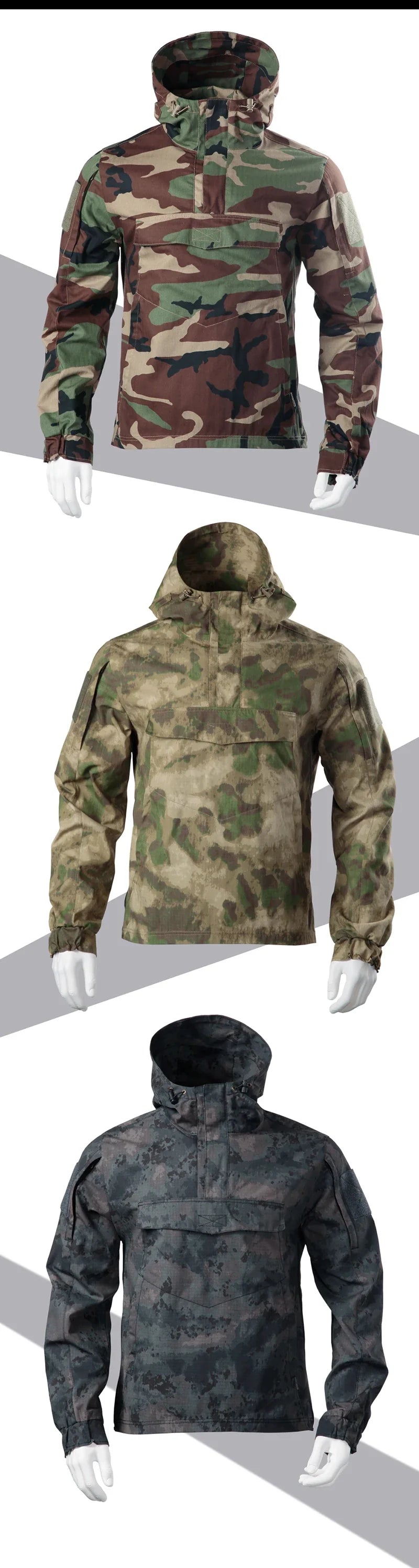 Camouflage Tactical Jacket | Military-Inspired Windbreaker for Men | Camo Colors