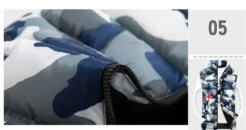 Thick Camouflage Vest for Men | Stand Collar Sleeveless Camo Colors