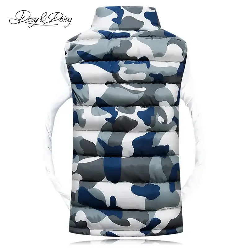 Thick Camouflage Vest for Men | Stand Collar Sleeveless Camo Colors