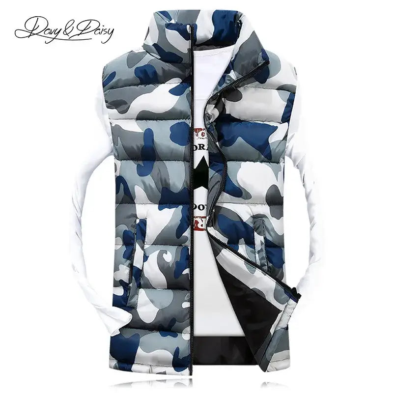 Thick Camouflage Vest for Men | Stand Collar Sleeveless Camo Colors