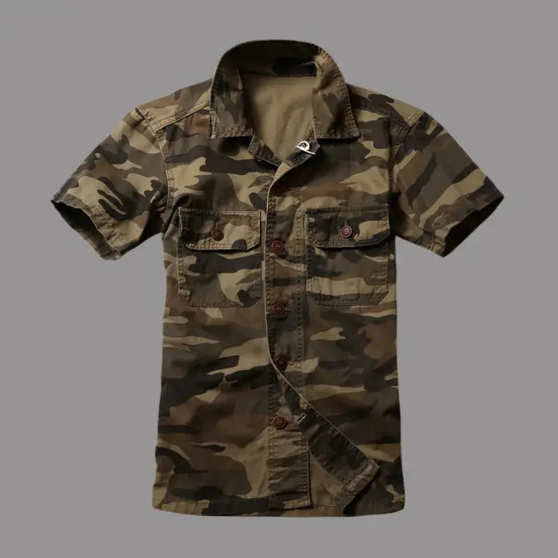 Men's Camouflage Cotton Shirt – Slim Fit Summer Tee | Camo Colors