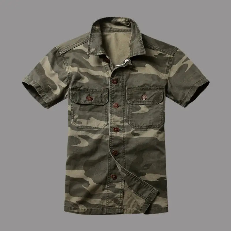 Men's Camouflage Cotton Shirt – Slim Fit Summer Tee | Camo Colors