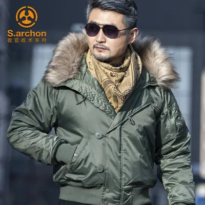 Men's Winter Bomber Jacket – Tactical Fur Hood Coat N2B | Camo Colors