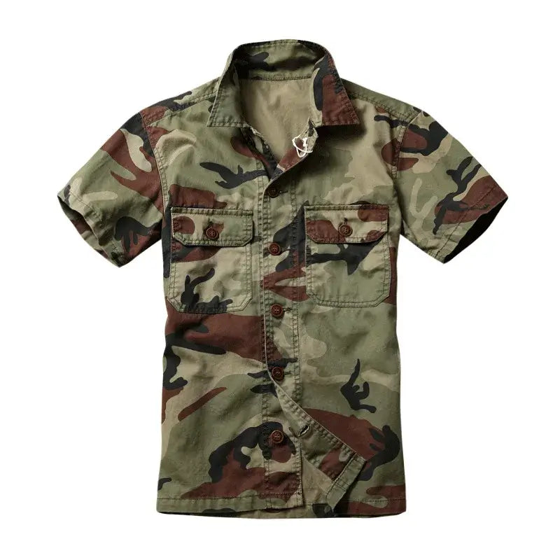 Men's Camouflage Cotton Shirt – Slim Fit Summer Tee | Camo Colors