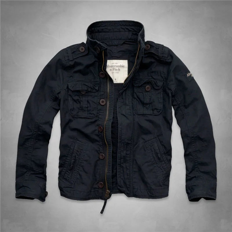 Men’s Stand Collar Camo Denim Jacket – Casual Cotton Coat | Camo Colors