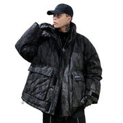 Men's Stand Collar Down Jacket | White Duck Puffer Coat Camo Colors