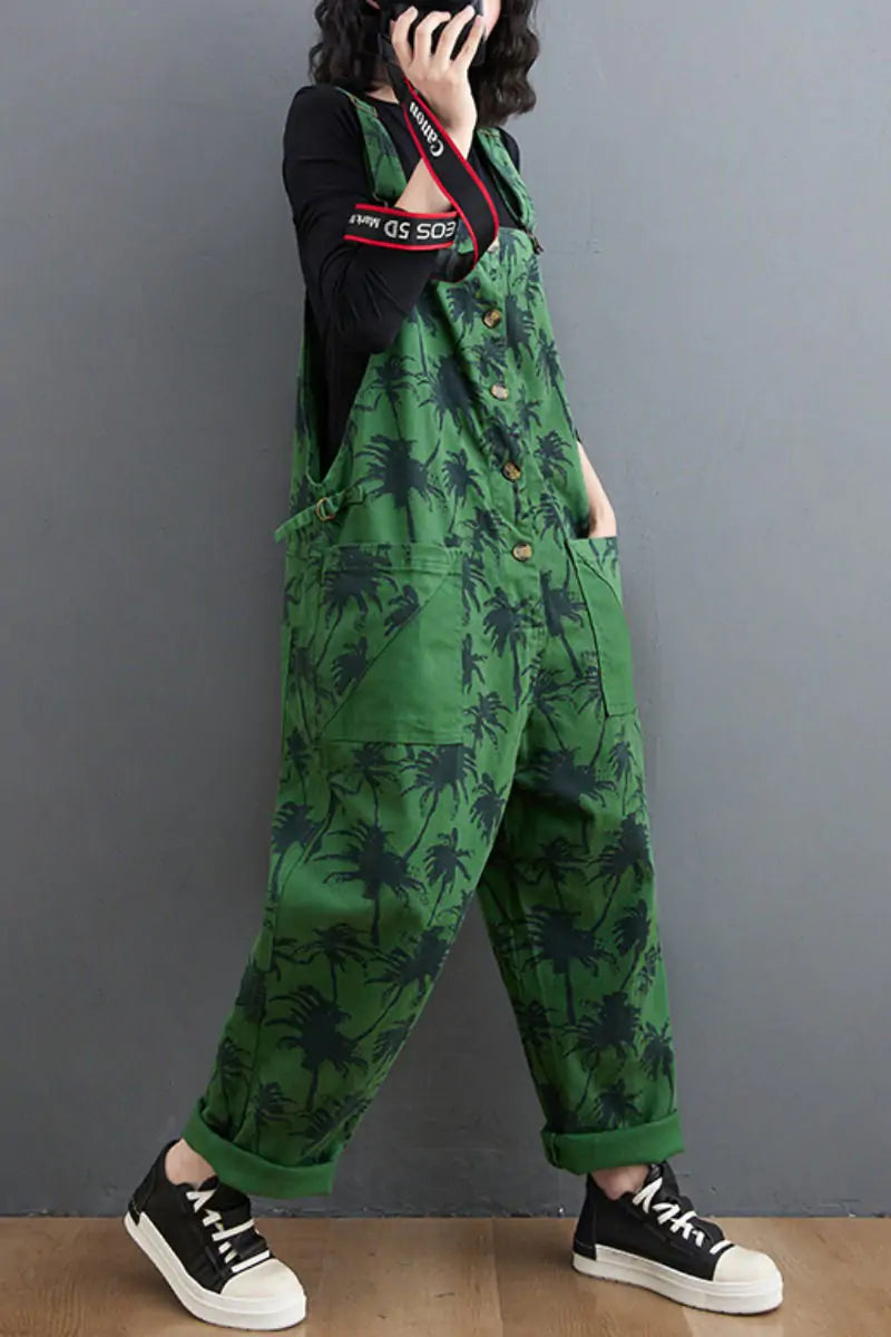 Korean Straight Green Jumpsuit for Women Camo Colors