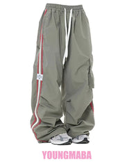 Y2K Women Cargo Pants | Wide Fit | Green / Black Camo Colors