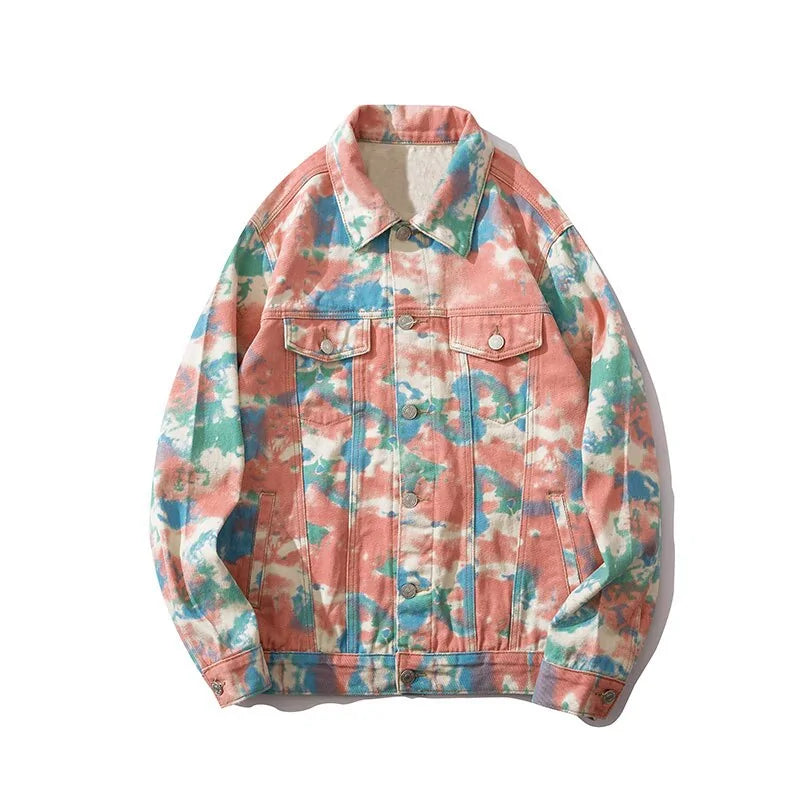 Camouflage Tie Dye Denim Jacket Camo Colors