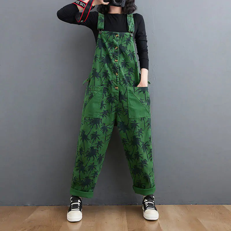 Korean Straight Green Jumpsuit for Women Camo Colors