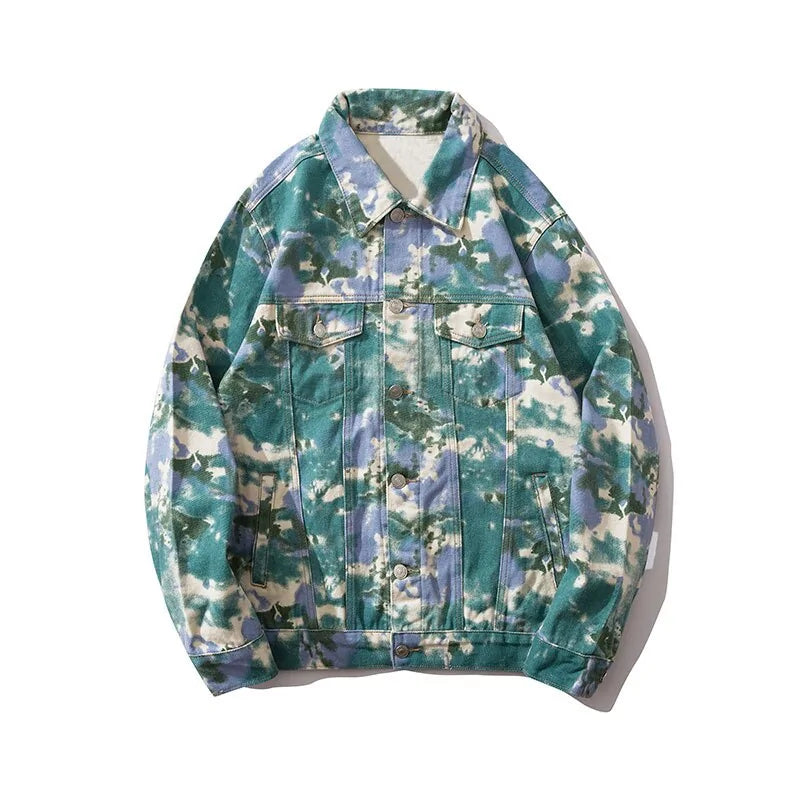 Camouflage Tie Dye Denim Jacket Camo Colors