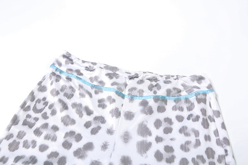 Leopard Letter Print 2-Piece Tracksuit – Crop Hoodie & Flare Pants | Camo Colors