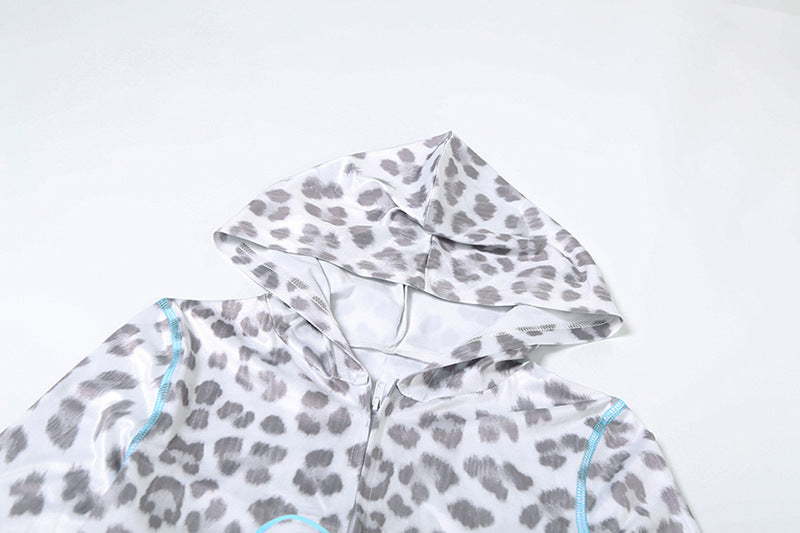 Leopard Letter Print 2-Piece Tracksuit – Crop Hoodie & Flare Pants | Camo Colors