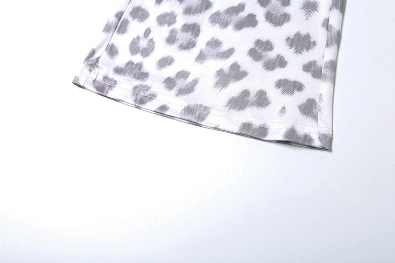 Leopard Letter Print 2-Piece Tracksuit – Crop Hoodie & Flare Pants | Camo Colors