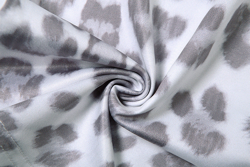 Leopard Letter Print 2-Piece Tracksuit – Crop Hoodie & Flare Pants | Camo Colors