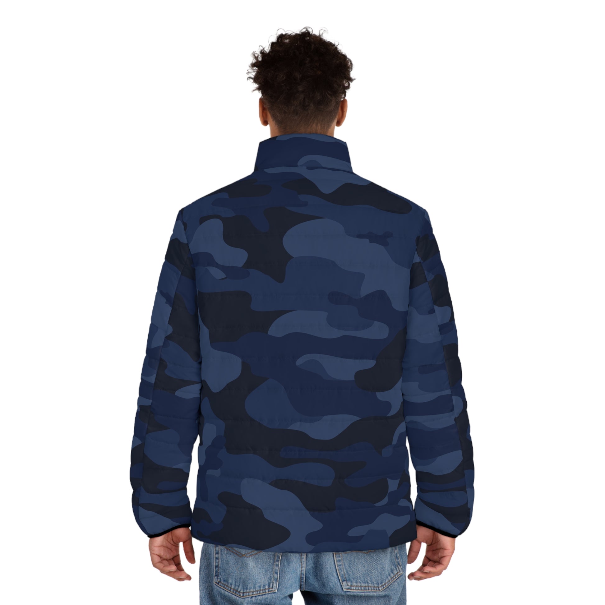 Camo Puffer Jacket | Deep Blue Camo Colors