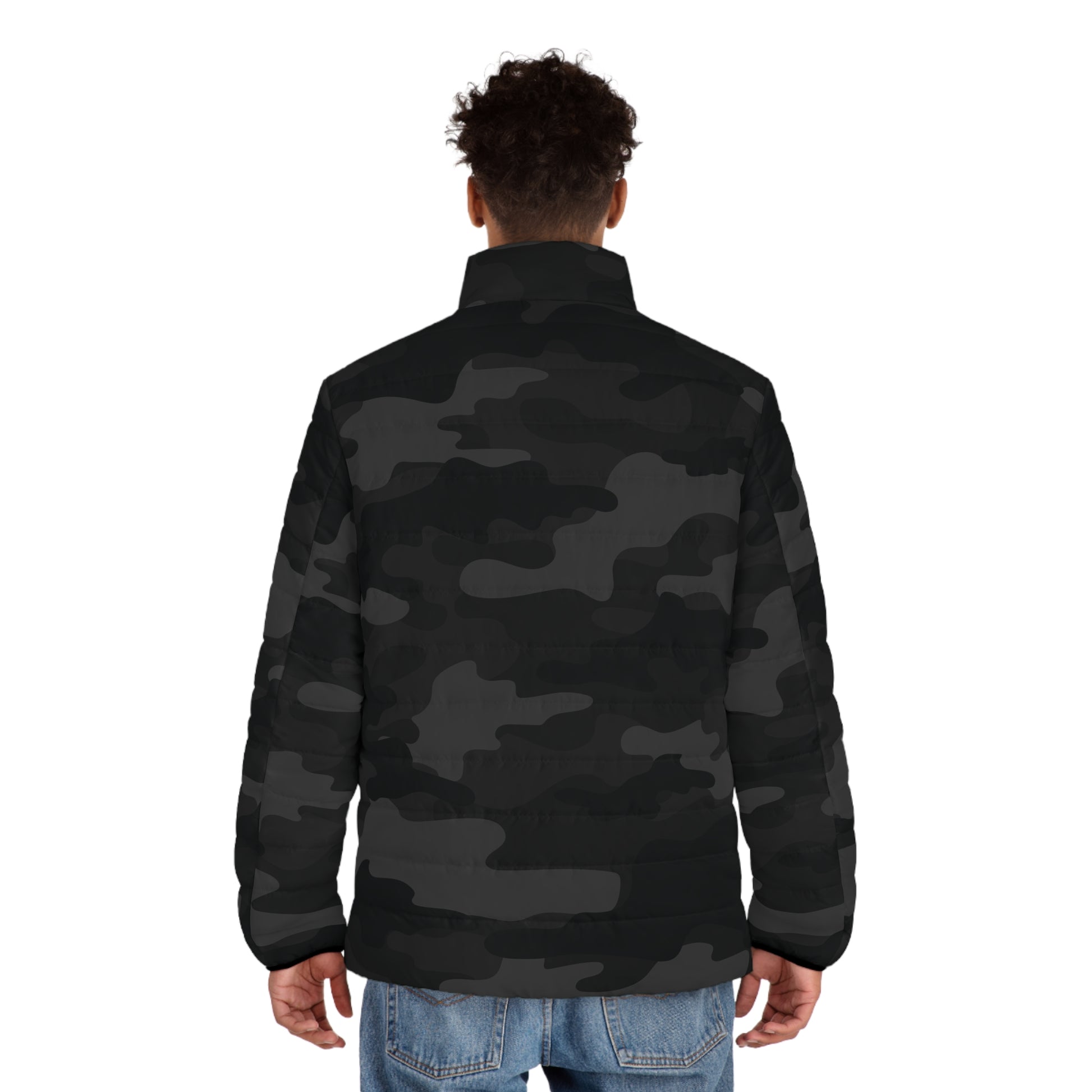 Camo Puffer Jacket | Black Camo Colors