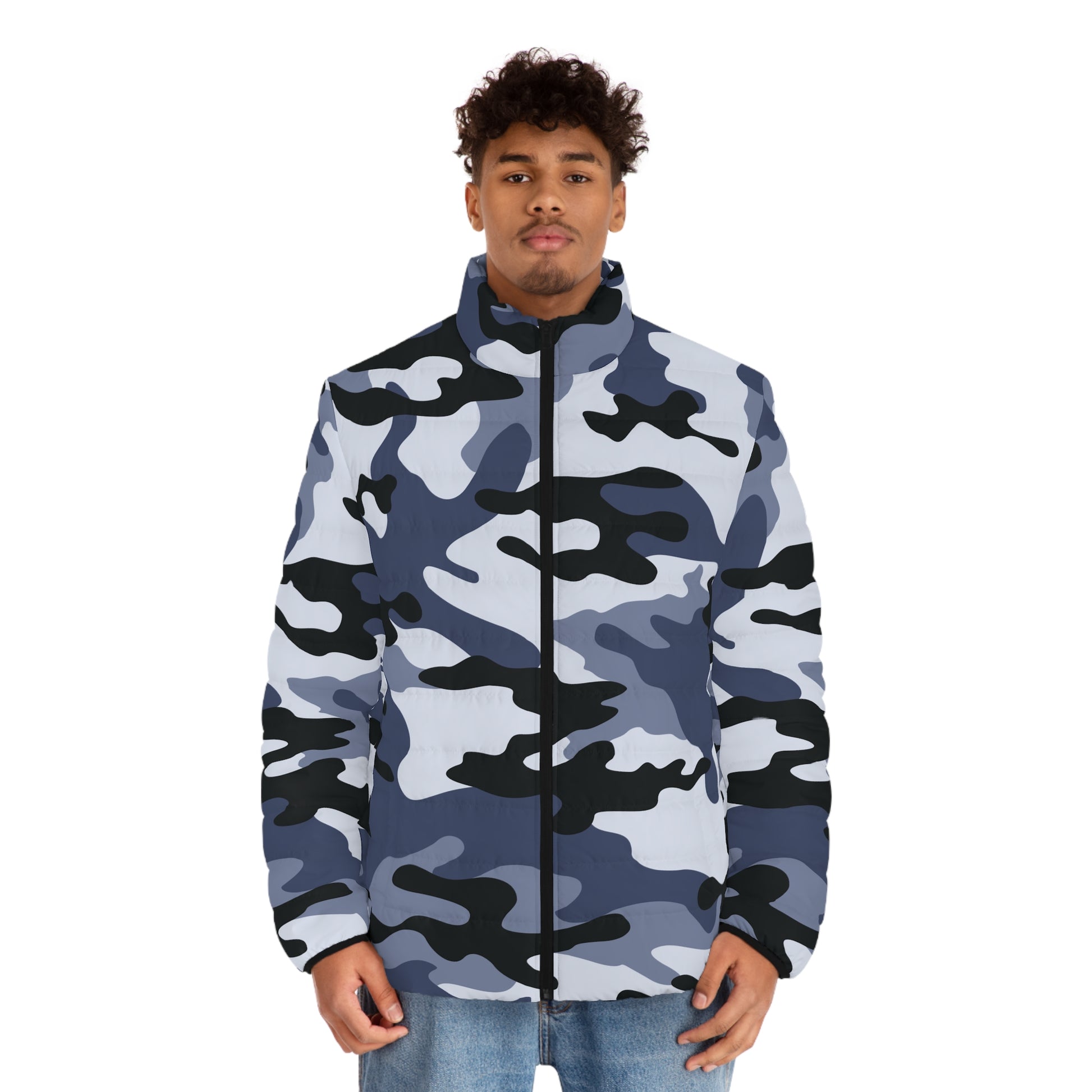 Camo Puffer Jacket | Light Blue Camo Colors