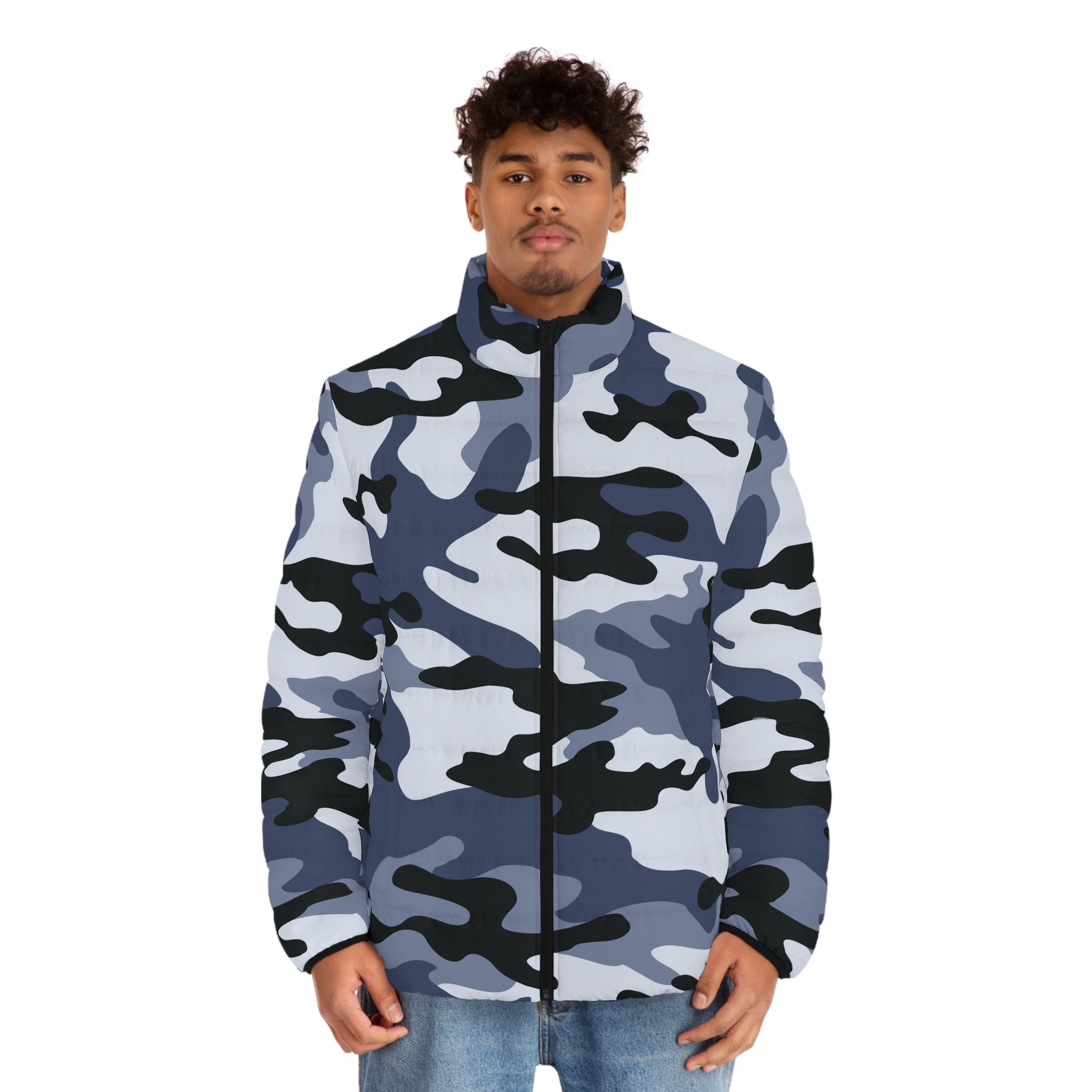 Camo Puffer Jacket | Light Blue Camo Colors