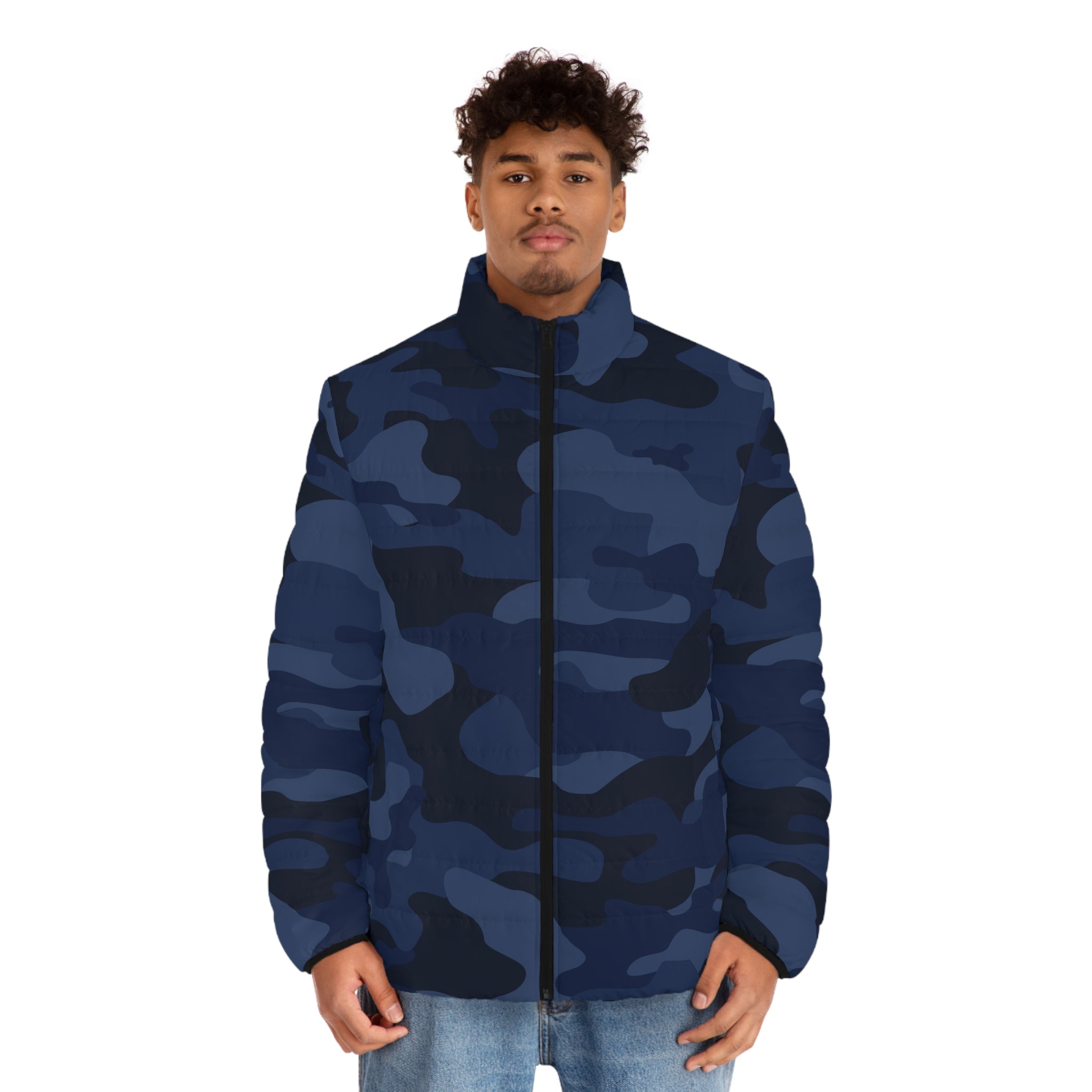 Camo Puffer Jacket | Deep Blue Camo Colors