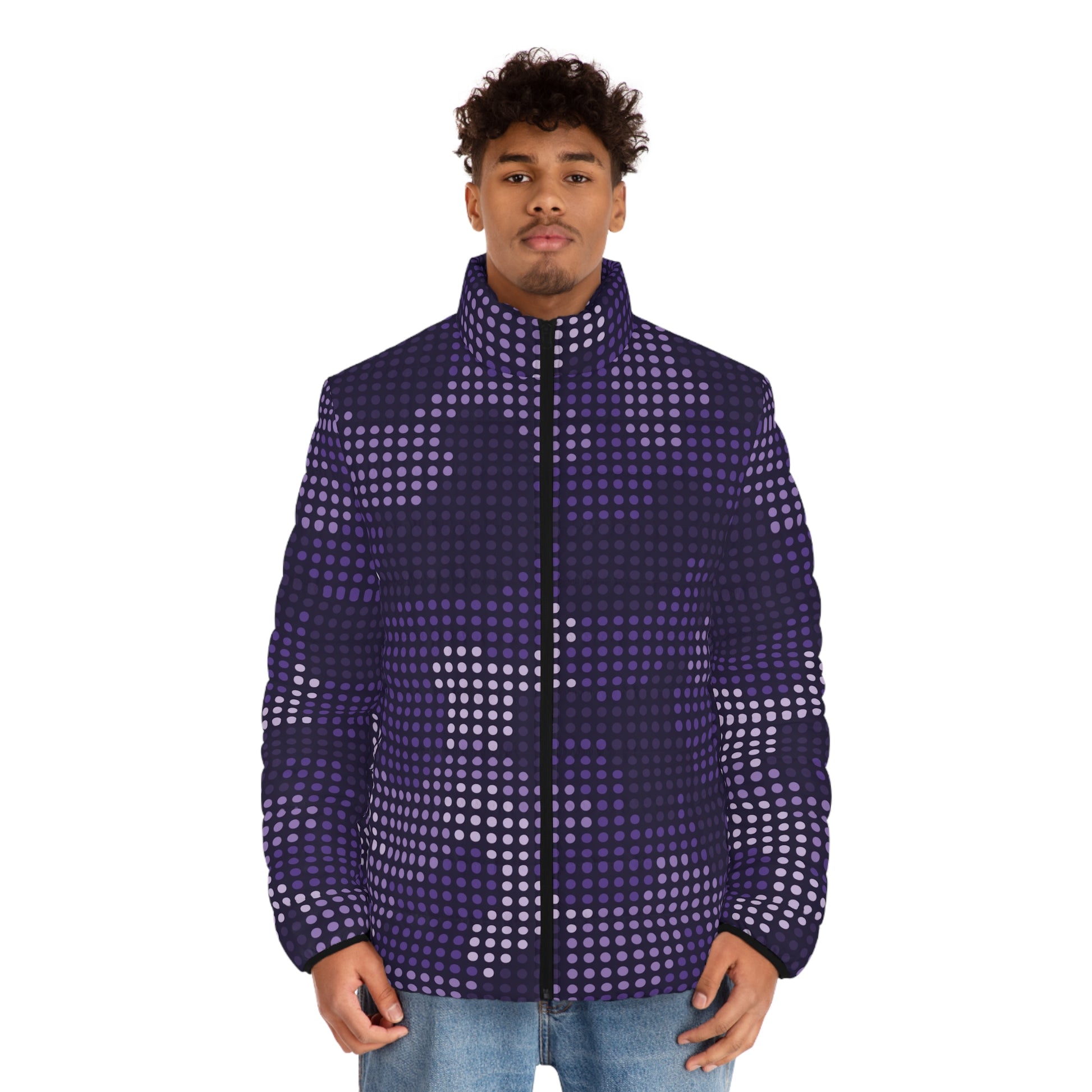Camo Puffer Jacket | Blue LED Screen Camo Colors