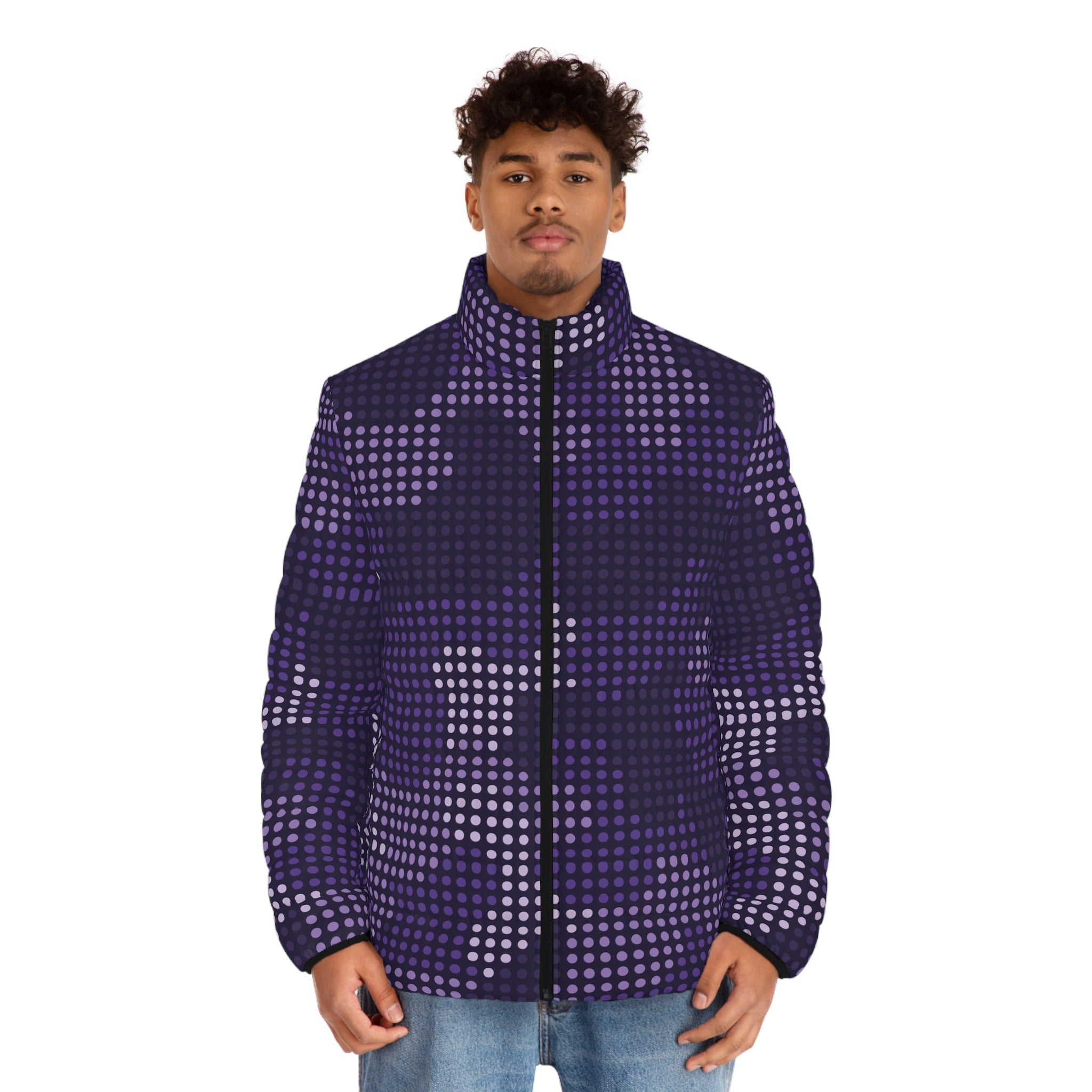 Camo Puffer Jacket | Blue LED Screen Camo Colors