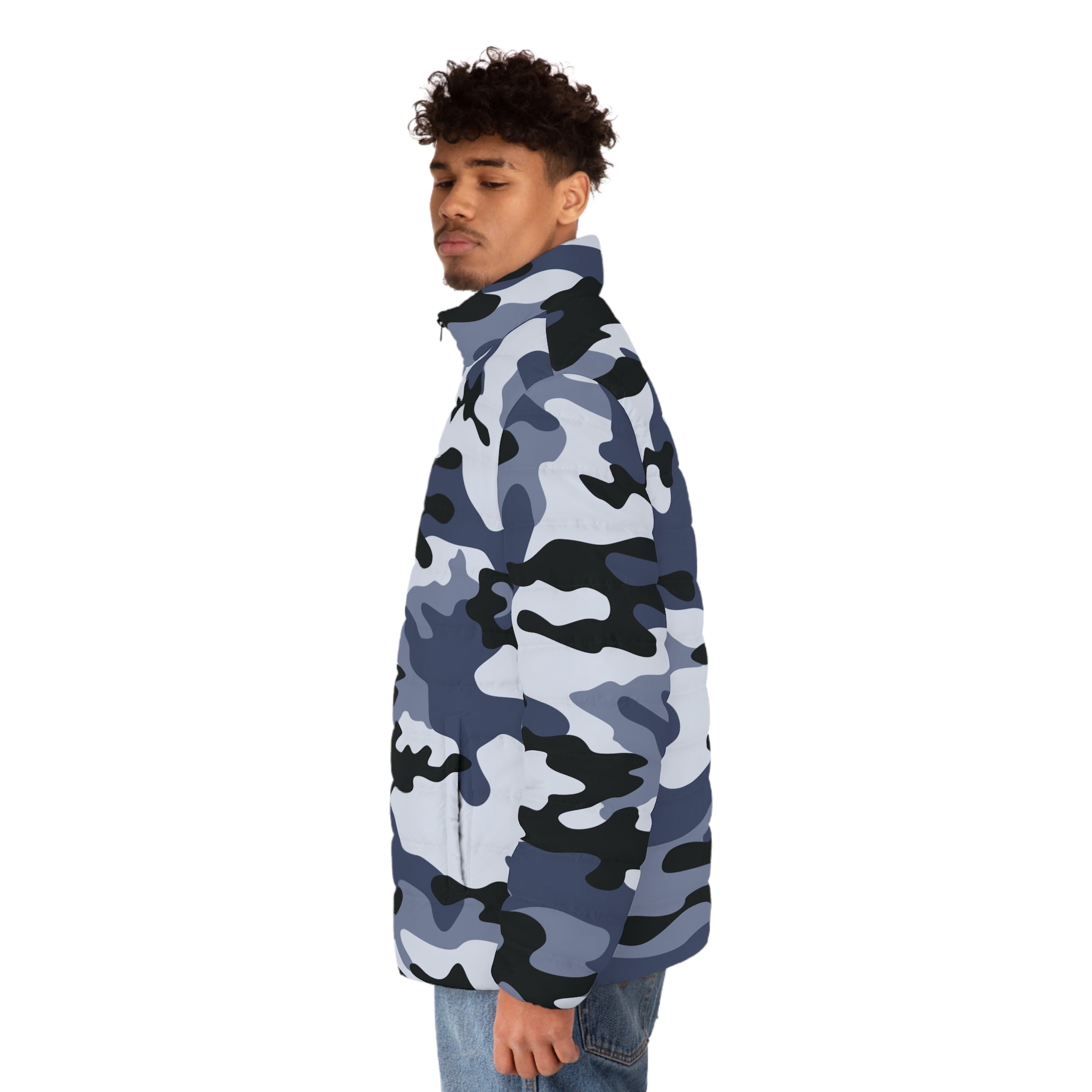 Camo Puffer Jacket | Light Blue Camo Colors