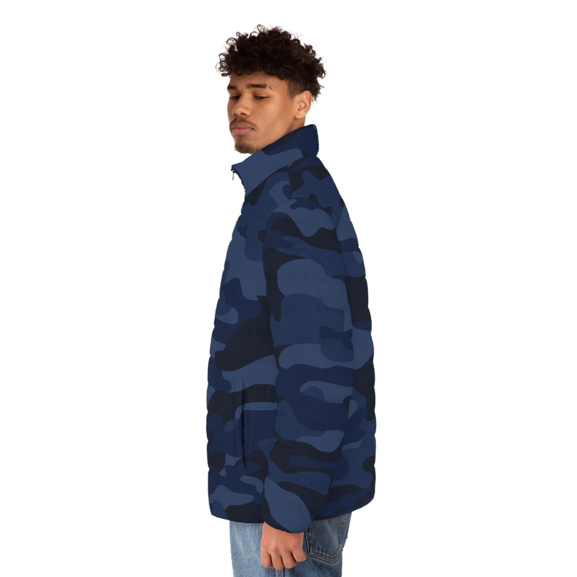 Camo Puffer Jacket | Deep Blue Camo Colors