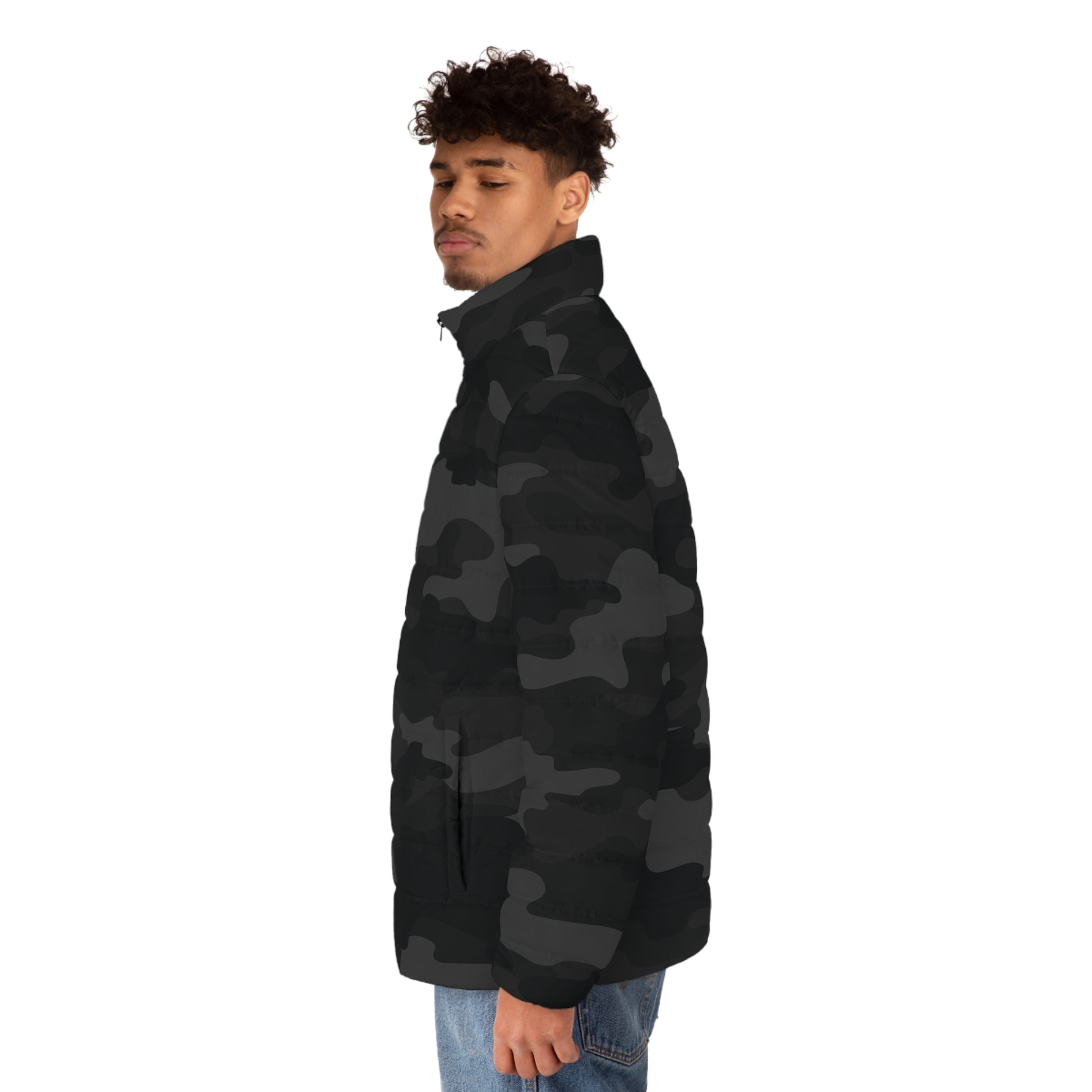 Camo Puffer Jacket | Black Camo Colors