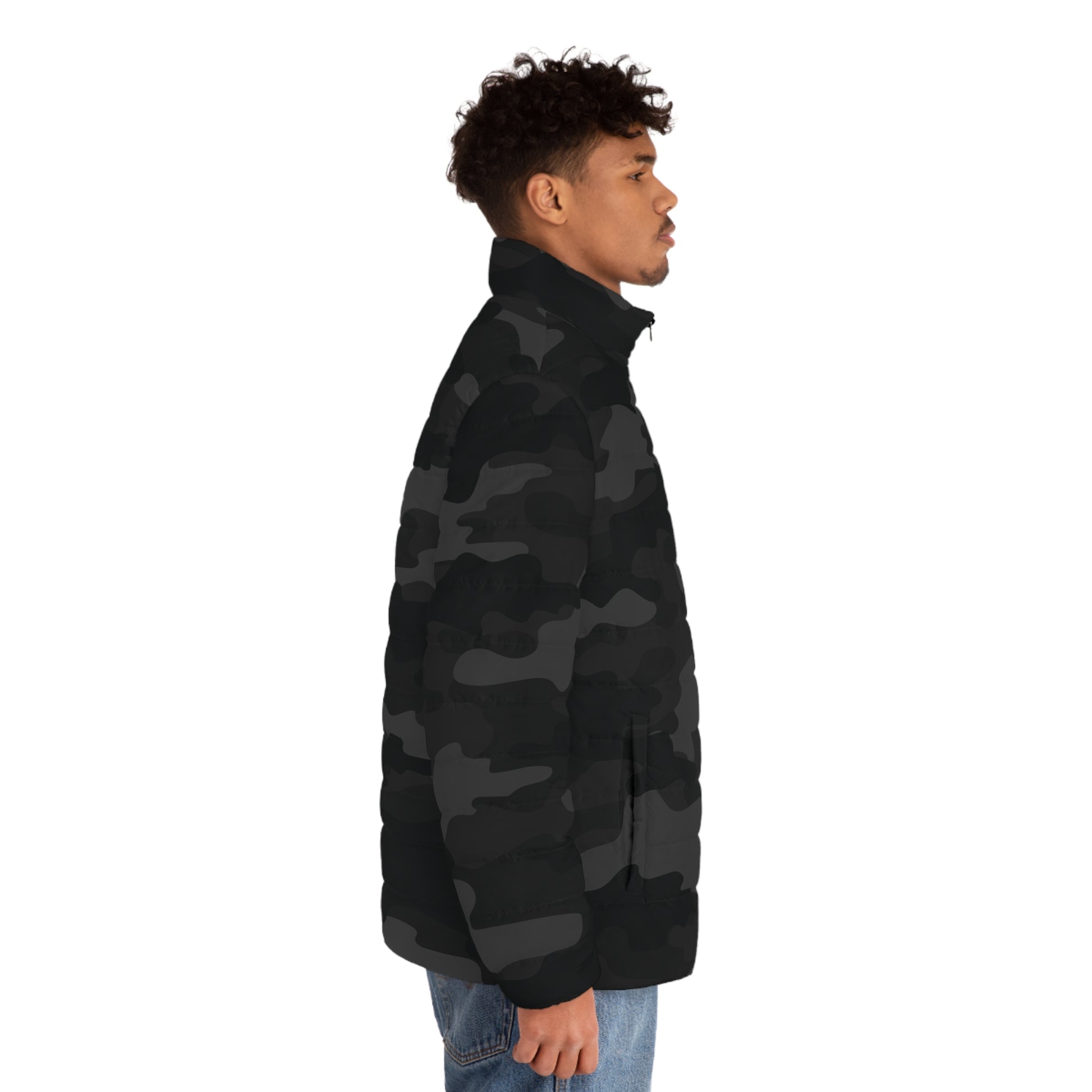 Camo Puffer Jacket | Black Camo Colors