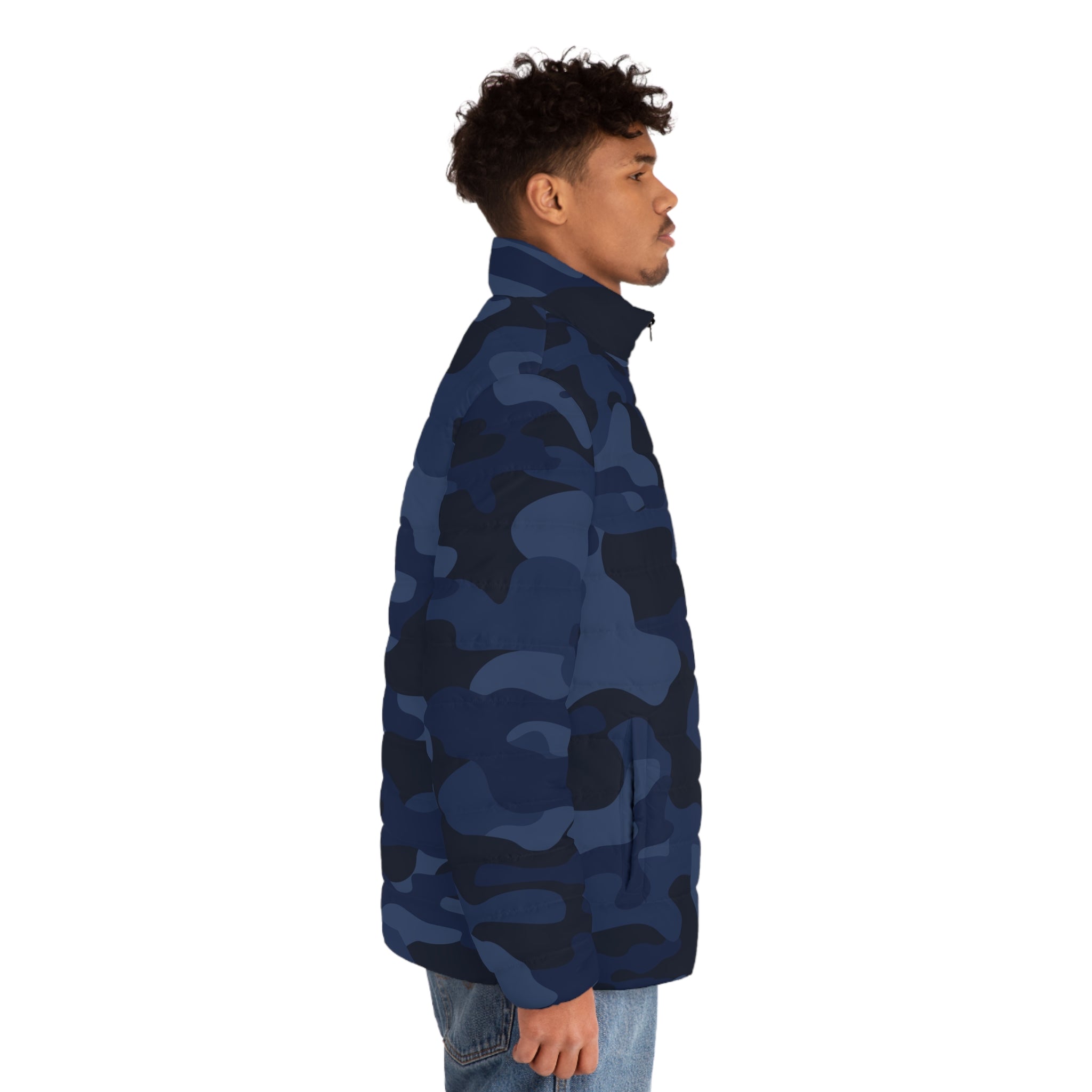 Camo Puffer Jacket | Deep Blue Camo Colors