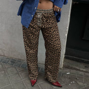 Leopard Print Straight Pants for Women | Vintage Baggy Y2K | Camo Colors