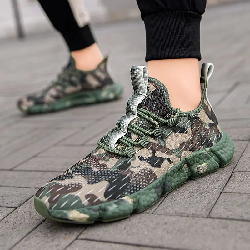 Mesh Thick Platform Casual Sneakers for Men | Camo Colors