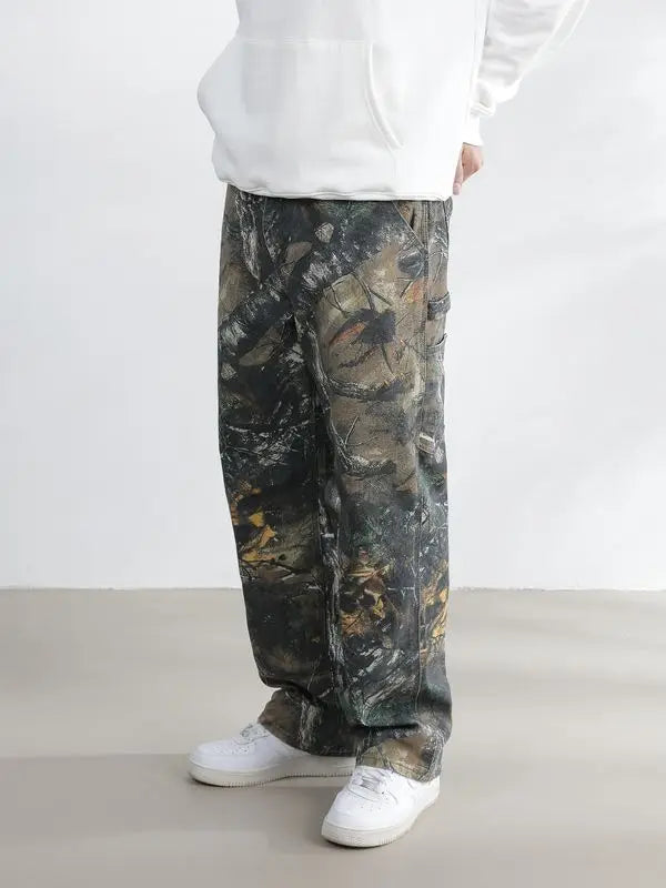 Retro Camo Workwear Pants with Straight Legs | Camo Colors
