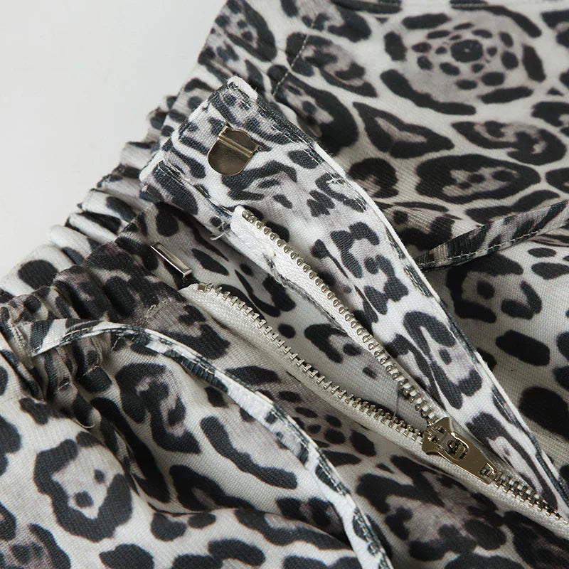 Women's Grey Leopard Print Cargo Pants | Vintage Y2K Style | Camo Colors