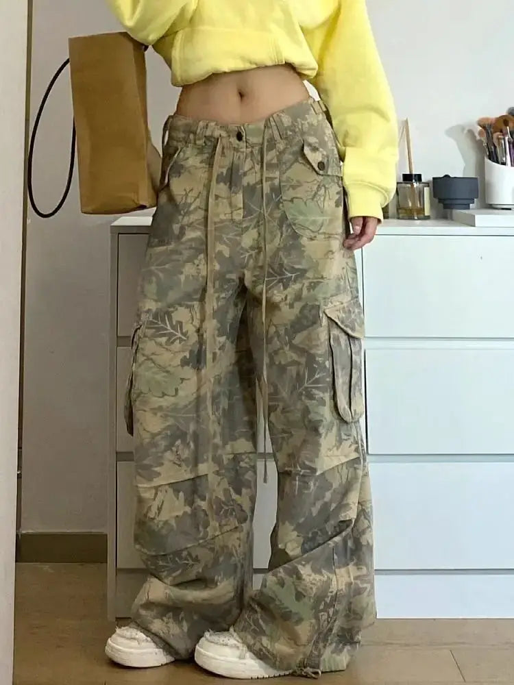 Vintage Y2K Camouflage Cargo Pants – Hip Hop Wide Leg Streetwear | Camo Colors