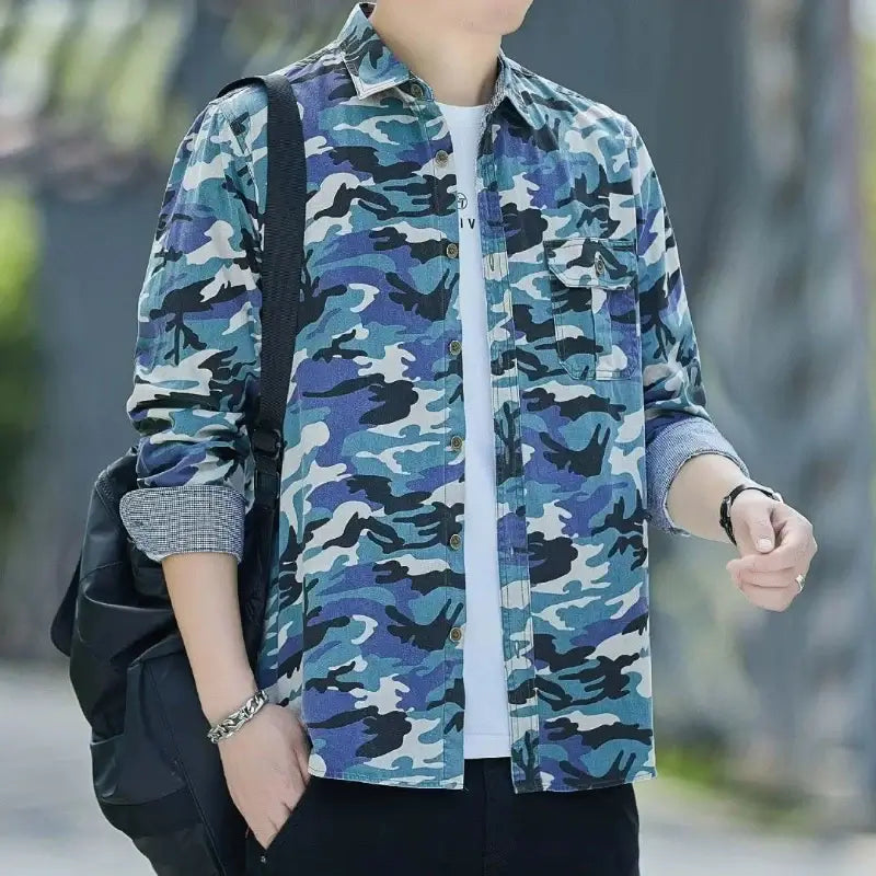 Men's Camouflage Long Sleeve Shirt – Casual & Stylish | Camo Colors