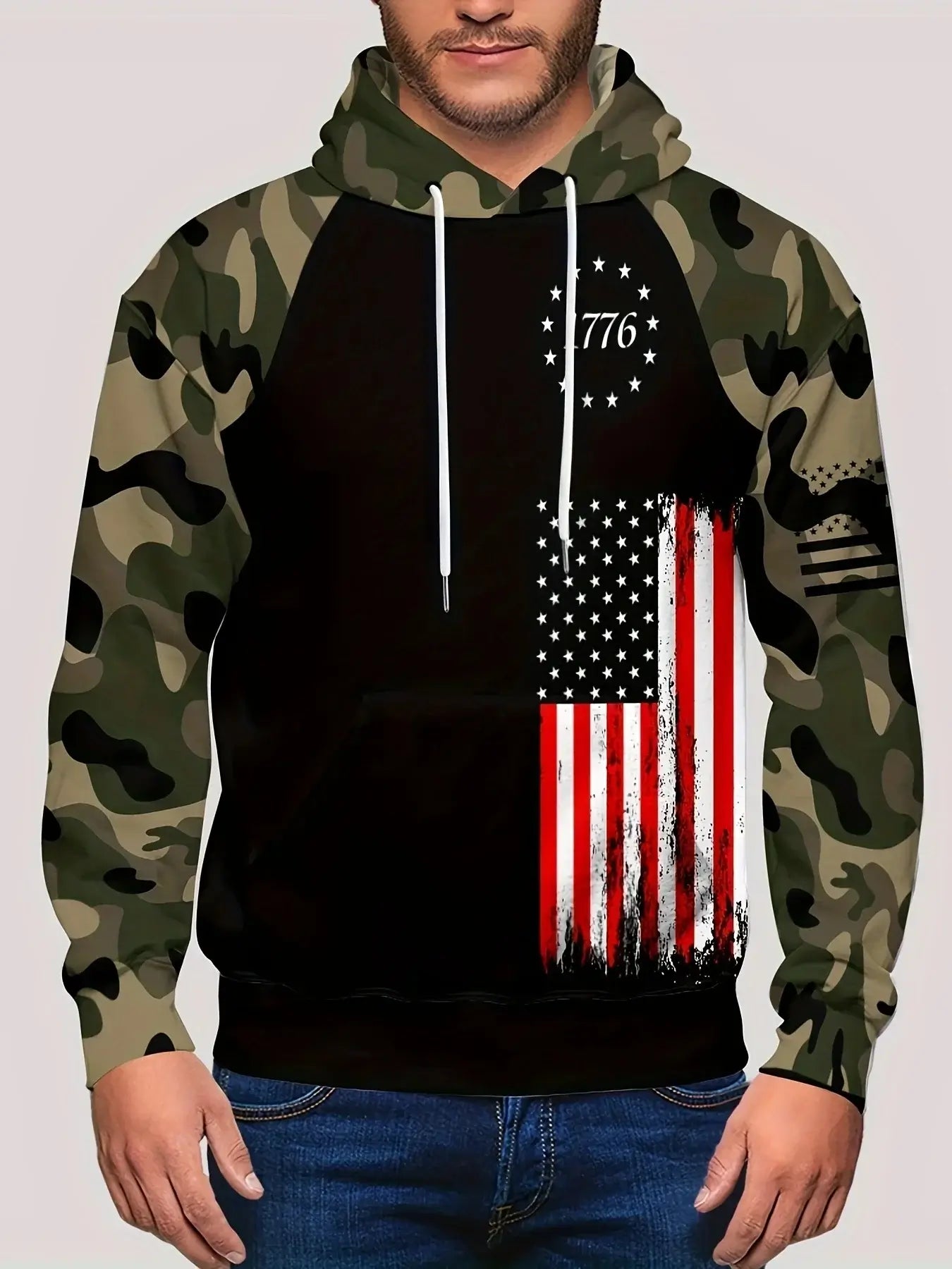 American Flag Hoodie for Men – Vintage Patriotic Style | Camo Colors