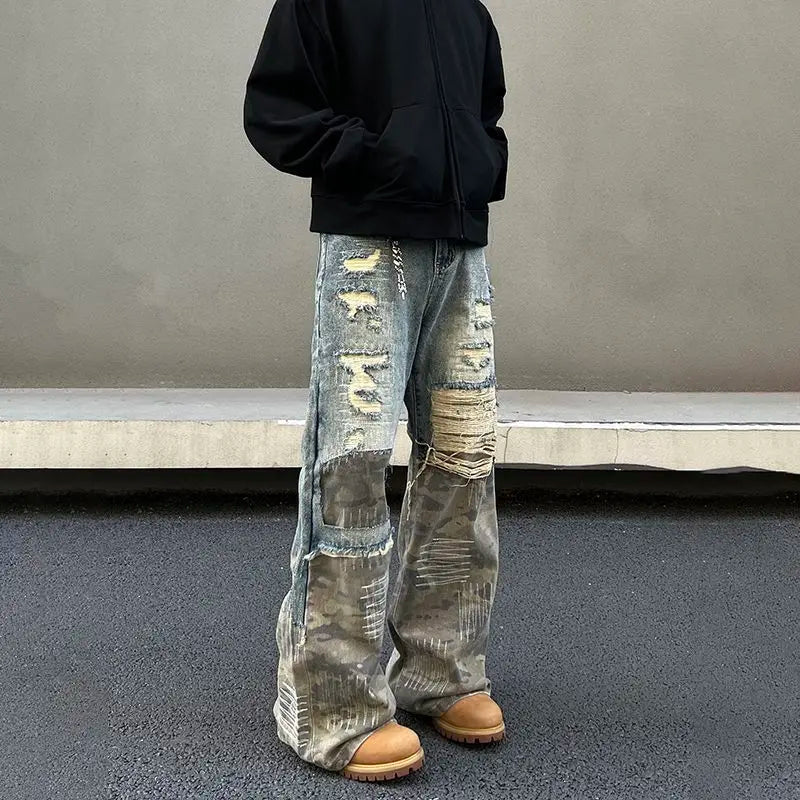 American High Street Washed Straight-Leg Jeans | Camo Colors