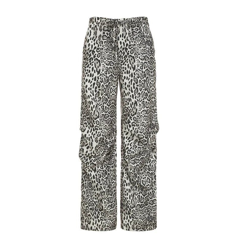 Women's Grey Leopard Print Cargo Pants | Vintage Y2K Style | Camo Colors