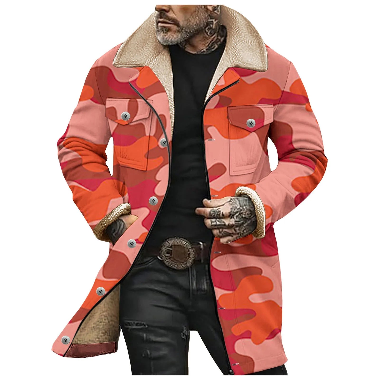 Men’s 3D Printed Vintage Military Jacket | Camo Colors