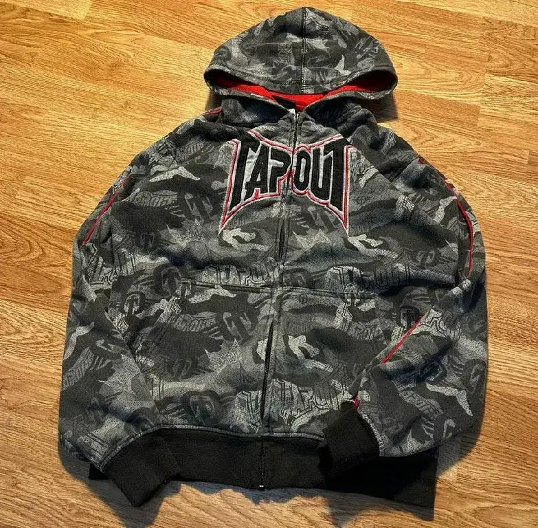 Tapout Zipper Hoodie – Y2K Hip-Hop Camouflage Streetwear | Camo Colors