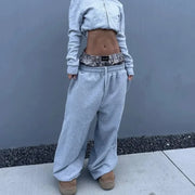 Retro Hip Hop Camo Wide-Leg Sweatpants Women Y2K Streetwear Camo Colors