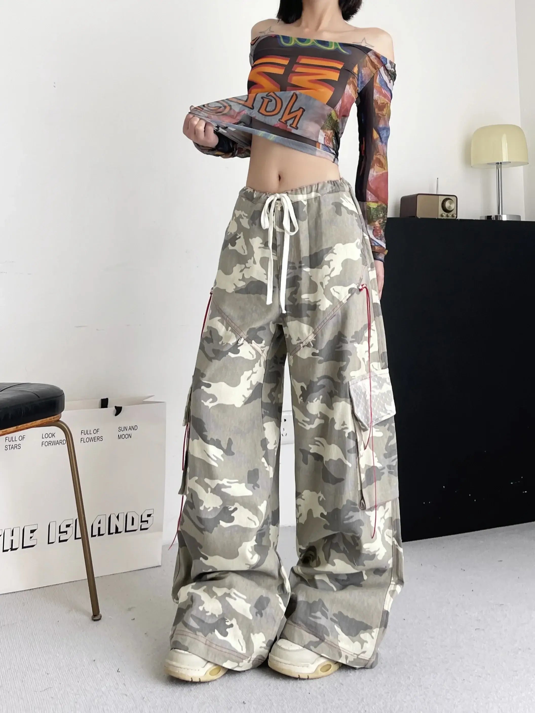 Women's Baggy Camouflage Cargo Pants – Y2K 90s Aesthetic | Camo Colors