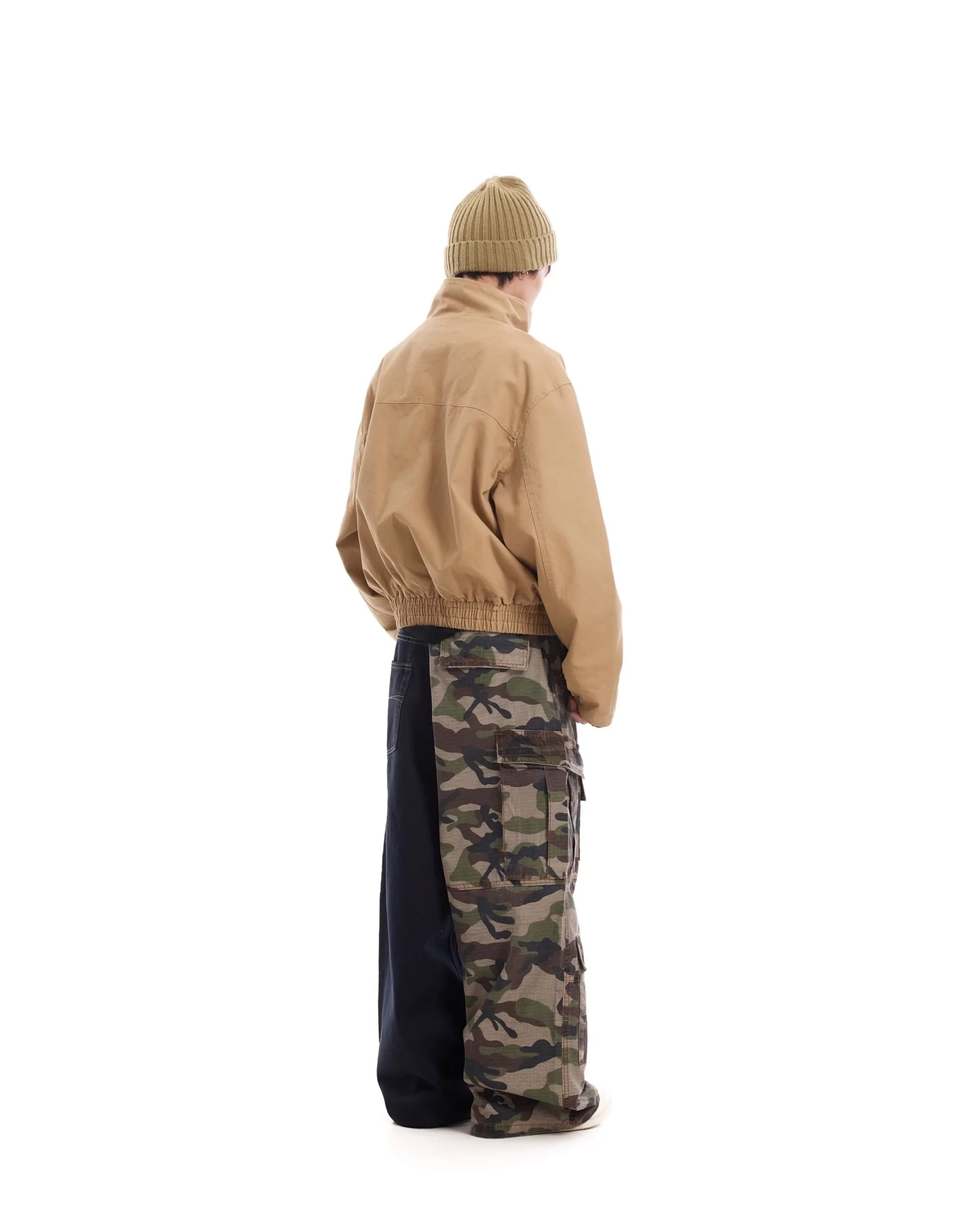 Men’s Vintage Camouflage Spliced Wide-Leg Cargo Pants | Camo Colors