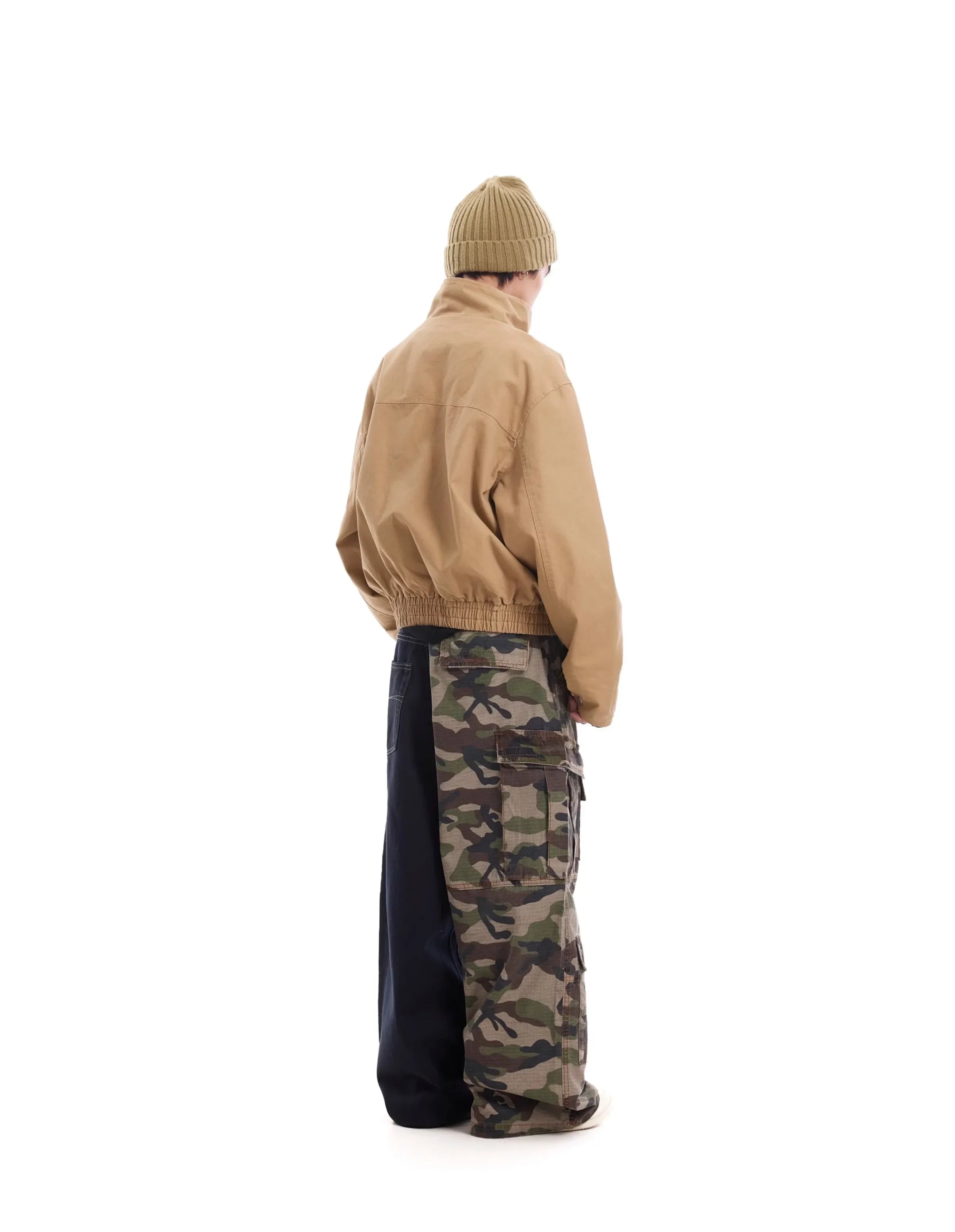 Men’s Vintage Camouflage Spliced Wide-Leg Cargo Pants | Camo Colors